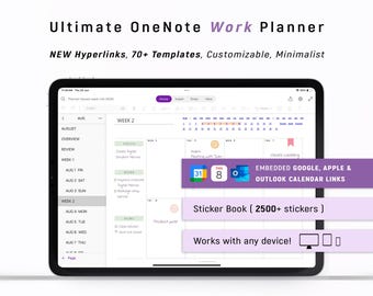 2026 OneNote Digital Planner for Professionals, One Note Template for WORK