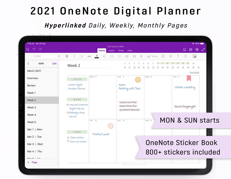 Digital Planner Onenote