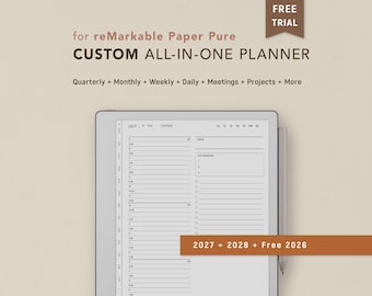 CUSTOM Planner Templates for reMarkable Paper Pure