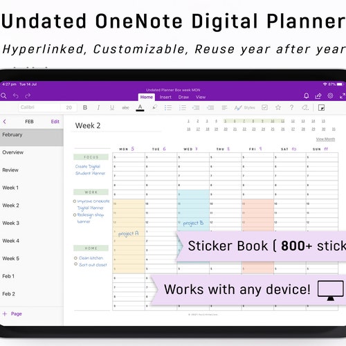 Onenote Clickable Dashboard Onenote Dashboard Layout Digital Planner Hyperlinked Undated | Etsy UK