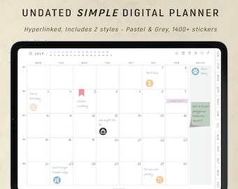 Planificador digital sin fecha para GoodNotes Notability, Planificador digital SIMPLE