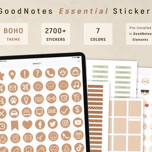 GoodNotes Stickers, Digital Stickers, Digital Planner Sticker Pack, Boho Stickers