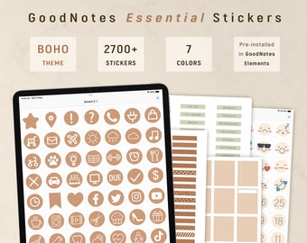 GoodNotes Stickers, Digital Stickers, Digital Planner Sticker Pack, Boho Stickers