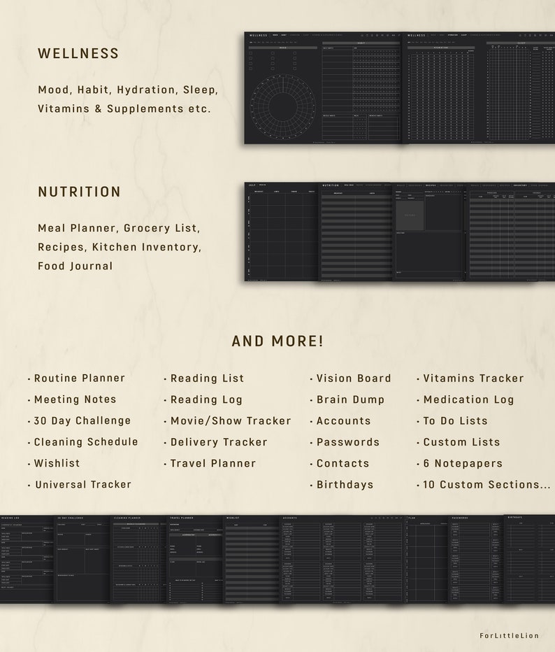 PREMIUM Custom Digital Planner DARK Mode | 2026 2027 & Undated image 8