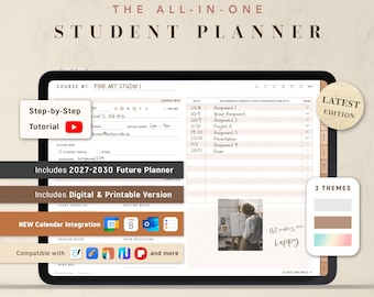 Custom Student Digital Planner 2026 2027 & Undated (2027–2030 Future Planner Included)