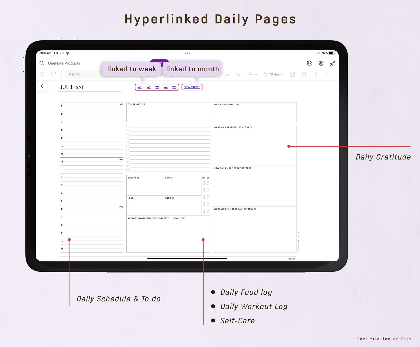 Buy Onenote Digital Planner 2023 2024 HYPERLINKED One Note Online in