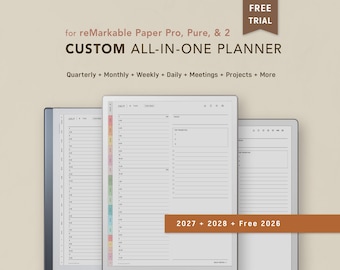 ANPASSAD Planerare för reMarkable Paper Pro, Pure & 2 (2027–2030 Future Planner ingår)