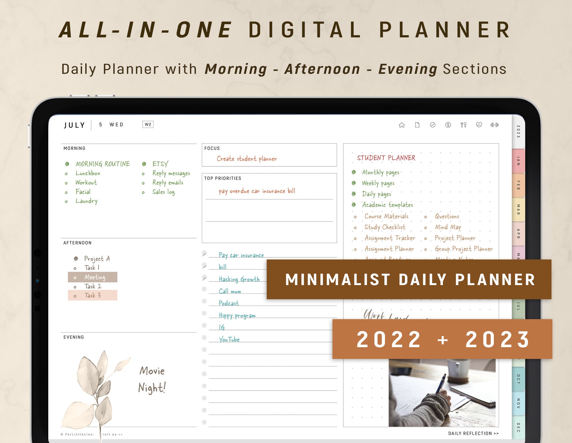 Digital Planner Goodnotes MINIMALIST DAILY PLANNER - Etsy Hong Kong