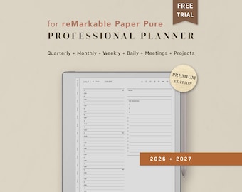 CUSTOM Work Planner Templates for reMarkable Paper Pure