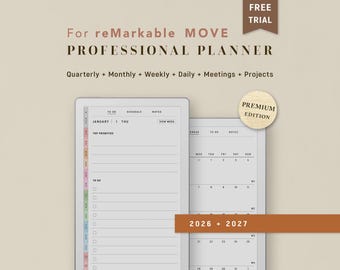 Templates for reMarkable Paper Pro MOVE, PREMIUM Work Planner