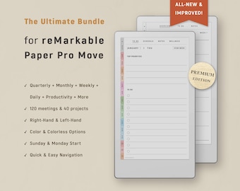 CUSTOM Planner Templates for reMarkable Paper Pro MOVE | 2026 2027