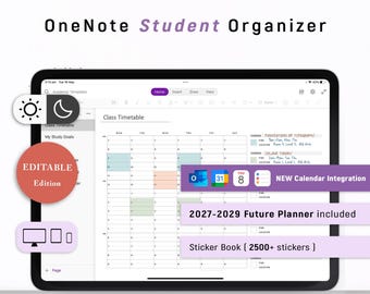OneNote Student Planner Templates, Academic Organizer (2027–2029 Future Planner Included)