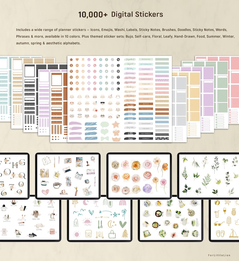 10000+ Digital Stickers, Digital Planner Stickers Bundle, Digital Sticky Notes, Cute Digital Sticker, iPad Icon Stickers image 2