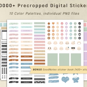 1000+ digitale Aufkleber, digitale Planer-Aufkleber, digitale Sticky Notes, niedliche digitale Aufkleber, iPad Symbol-Aufkleber
