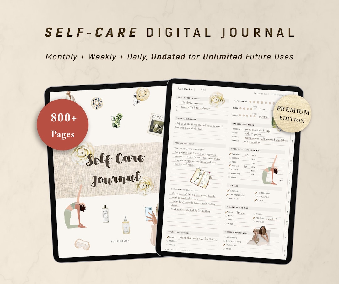 Self-care Digital Journal & Digital Planner, Daily Self Care Checklist ...