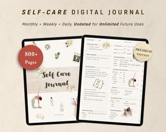 Self-Care Digital Journal & Digital Planner, Daily Self Care Checklist + Daily Journaling, Self love Journal, GoodNotes Planner | Undated