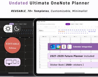 Undated OneNote Digital Planner EDITABLE & Reusable