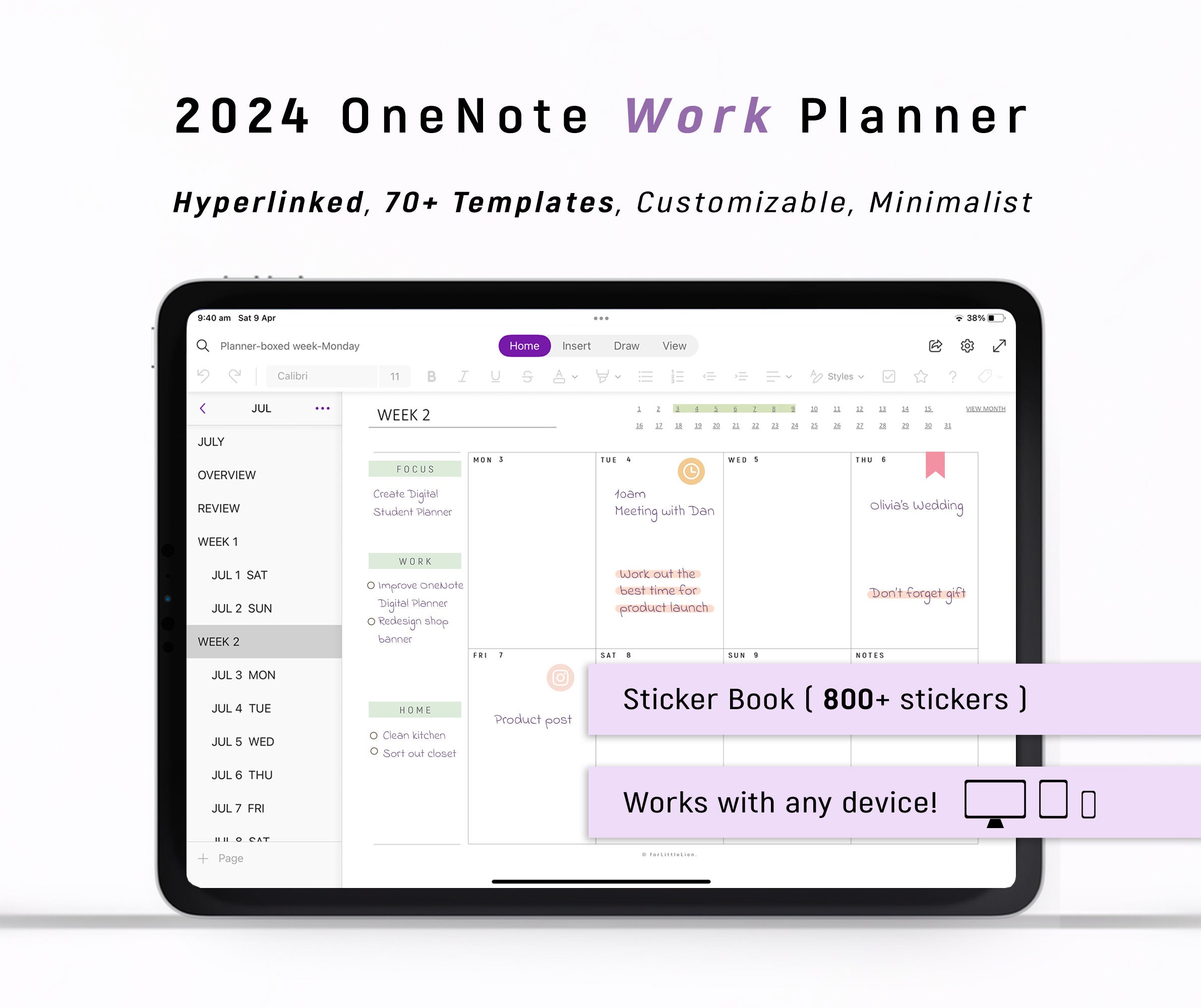 2024 Onenote Digital Planner for Professionals, One Note Template for WORK,  Android iPad Windows PC MacBook Surface Pro - Etsy