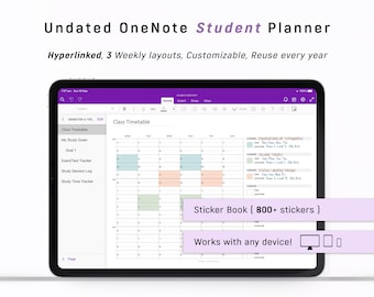 OneNote UNDATED STUDENT Planner, Hyperlinked One Note Planner Android - iPad - Windows - PC - Mac - Surface pro, Computer Planner