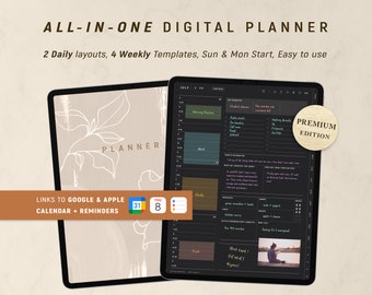 Digital Planner, GoodNotes Planner, Blackout iPad Daily Planner, ForLittleLion Planner | Portrait - Dark Mode 2023 2024