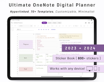 OneNote Digital Planner 2023 2024, HYPERLINKED One Note Planner DATED Android - iPad - Windows - PC - MacBook - Surface pro - Computer