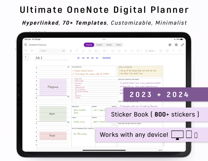 Onenote Digital Planner 2023 2024 HYPERLINKED One Note Etsy