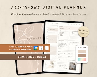 Digital Planner 2024 2025 + Undated, GoodNotes Planner, Minimal Daily Weekly Monthly Planner, Notability Planner, iPad Planner