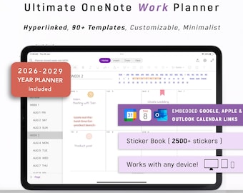 2026 2027 OneNote Digital Planner for Professionals, One Note Template for WORK