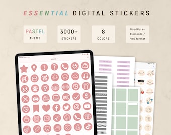 Goodnotes Stickers, Digital Stickers, Digital Planner Sticker Pack, Pastel Stickers