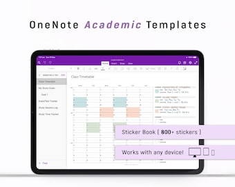 One Note STUDENT Organizer, OneNote Academic Templates, Study Planner - Android - iPad - Windows - PC - Mac - Surface pro - Computer