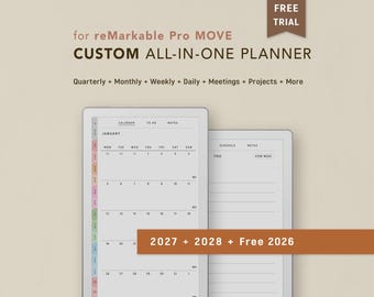 CUSTOM Planner Templates for reMarkable Paper Pro MOVE | 2026 2027 2028