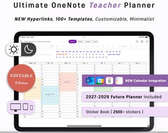 OneNote Teacher Planner 2026-2027 | EDITABLE (2027–2029 Future Planner Included)