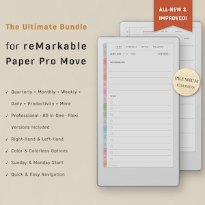 CUSTOM Planner Templates for reMarkable Paper Pro MOVE | 2026 2027