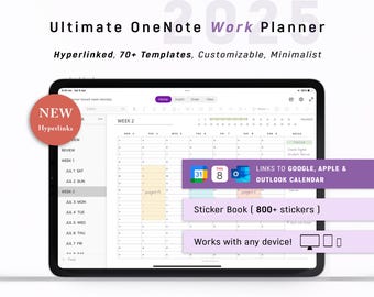 Planificador digital OneNote 2025 para profesionales, plantilla de OneNote para el TRABAJO, Android, iPad, Windows, PC, MacBook y Surface Pro