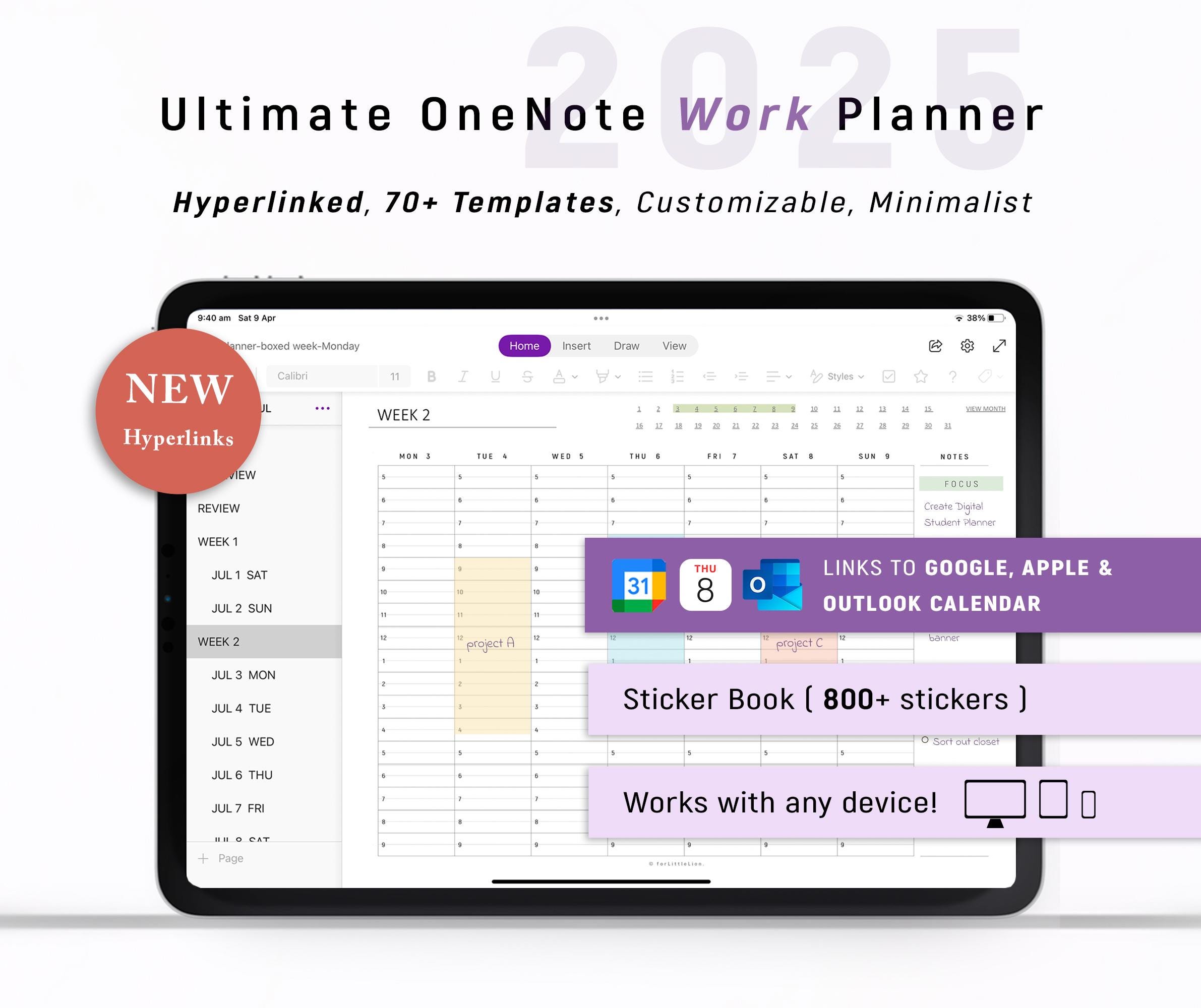2025 OneNote デジタルプランナー（プロフェッショナル向け
