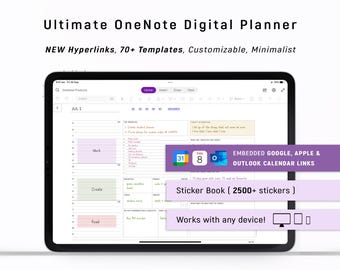 2026 OneNote Digital Planner, One Note Template HYPERLINKED | Android - iPad - Windows - PC - MacBook - Surface pro - Computer