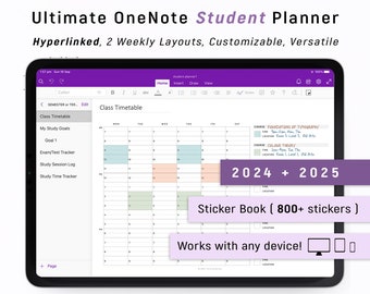 Agenda OneNote ÉTUDIANT 2024 2025, Agenda numérique One Note avec lien hypertexte Android - iPad - Windows - PC - Mac - Surface pro, Computer Planner