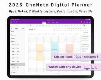 2023 Digital Planner OneNote, One Note Planner Android - iPad - Windows - PC - MacBook - Surface pro, Computer DATED Planner