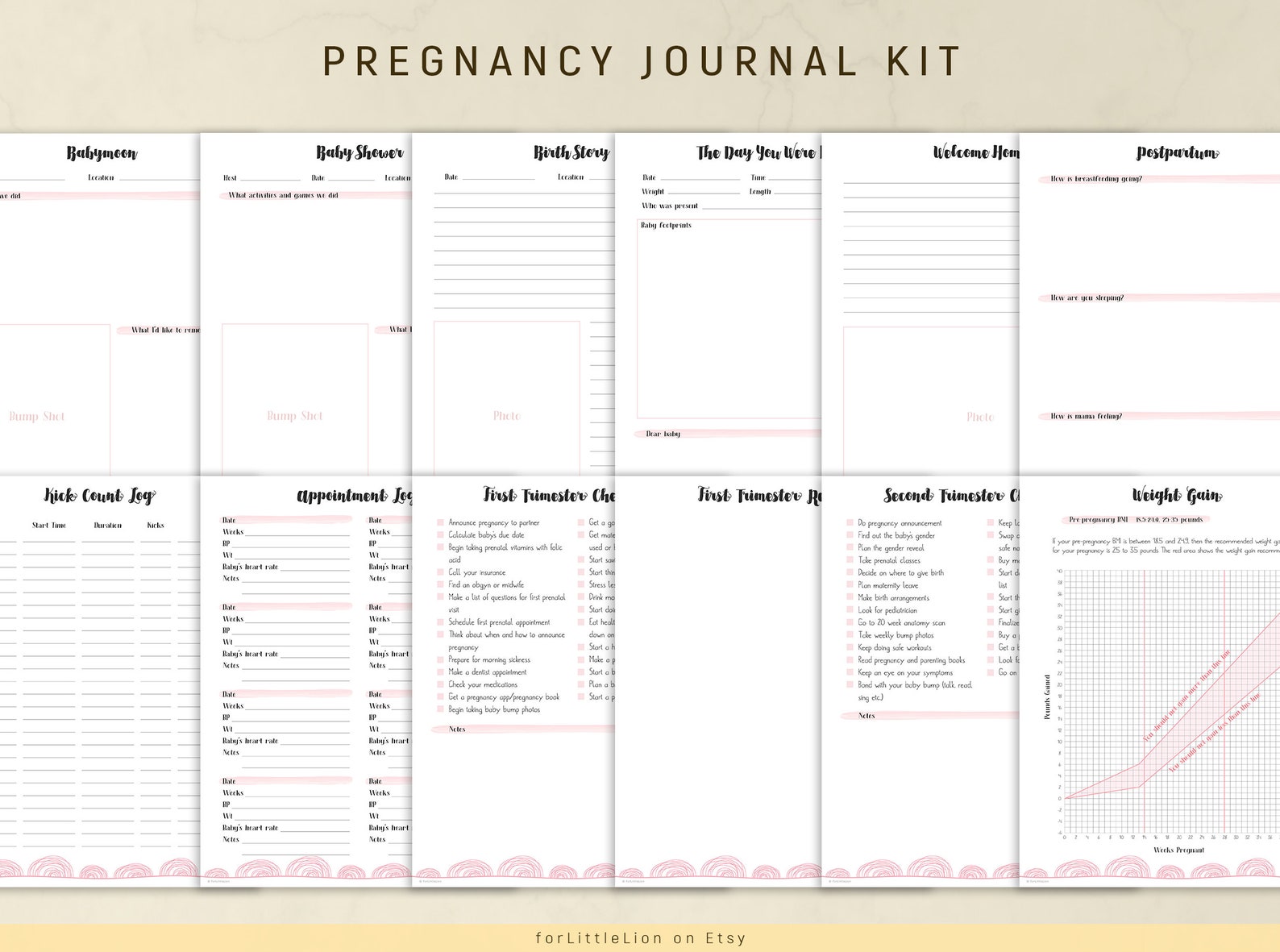 Pregnancy Journal PRINTABLE Pregnancy Planner Baby Bump Etsy Australia