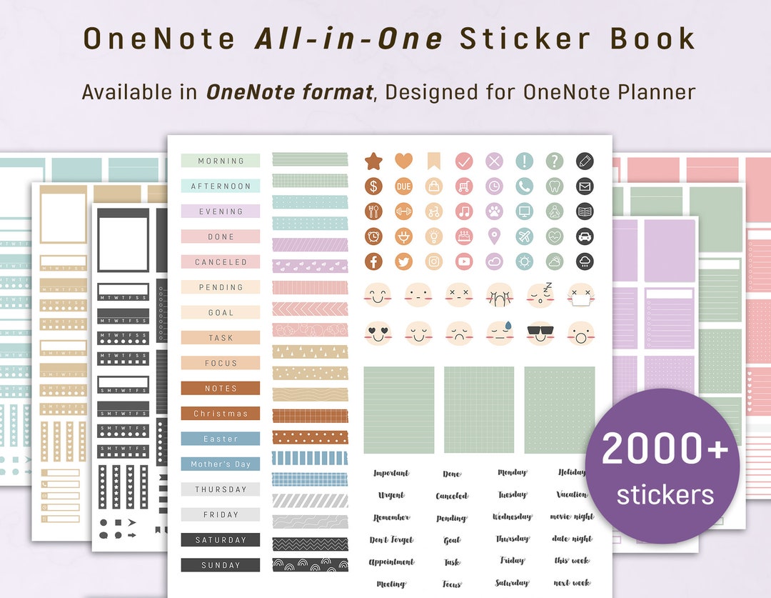 Onenote Stickers, Digital Stickers Onenote, One Note Stickers Etsy