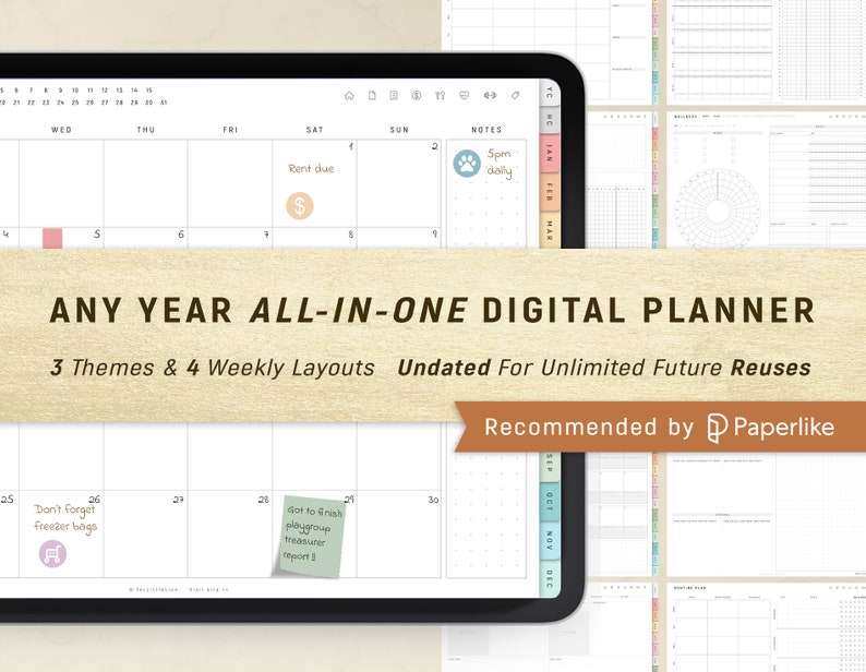 Digital Planner, GoodNotes Planner, UNDATED REUSABLE Any Year Daily Planner, iPad Planner 