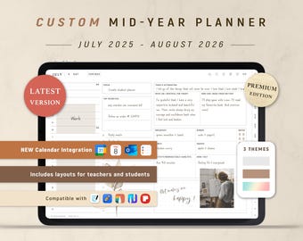 Mid Year Digital Planner 2025-2026, for GoodNotes Notability, Daily, Weekly & Monthly Planner | ForLittleLion
