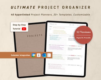 Digital Project Planner, Project Notebook with Hyperlink Dividers, Projects Tracker, CUSTOM Project Planner Template