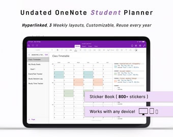 OneNote UNDATED STUDENT Planner, Hyperlinked One Note Planner Android - iPad - Windows - PC - Mac - Surface pro, Computer Planner