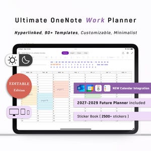 OneNote ARBEITSplaner für Profis 2026 2027 | BEARBEITBAR | (2027–2029 Zukunftsplaner inklusive)