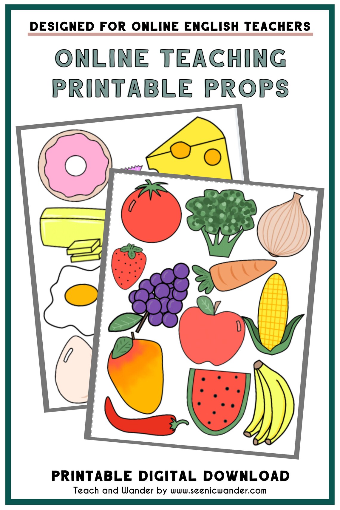 Food and Drink Props for Teaching English Online | Cute Food Printables ...