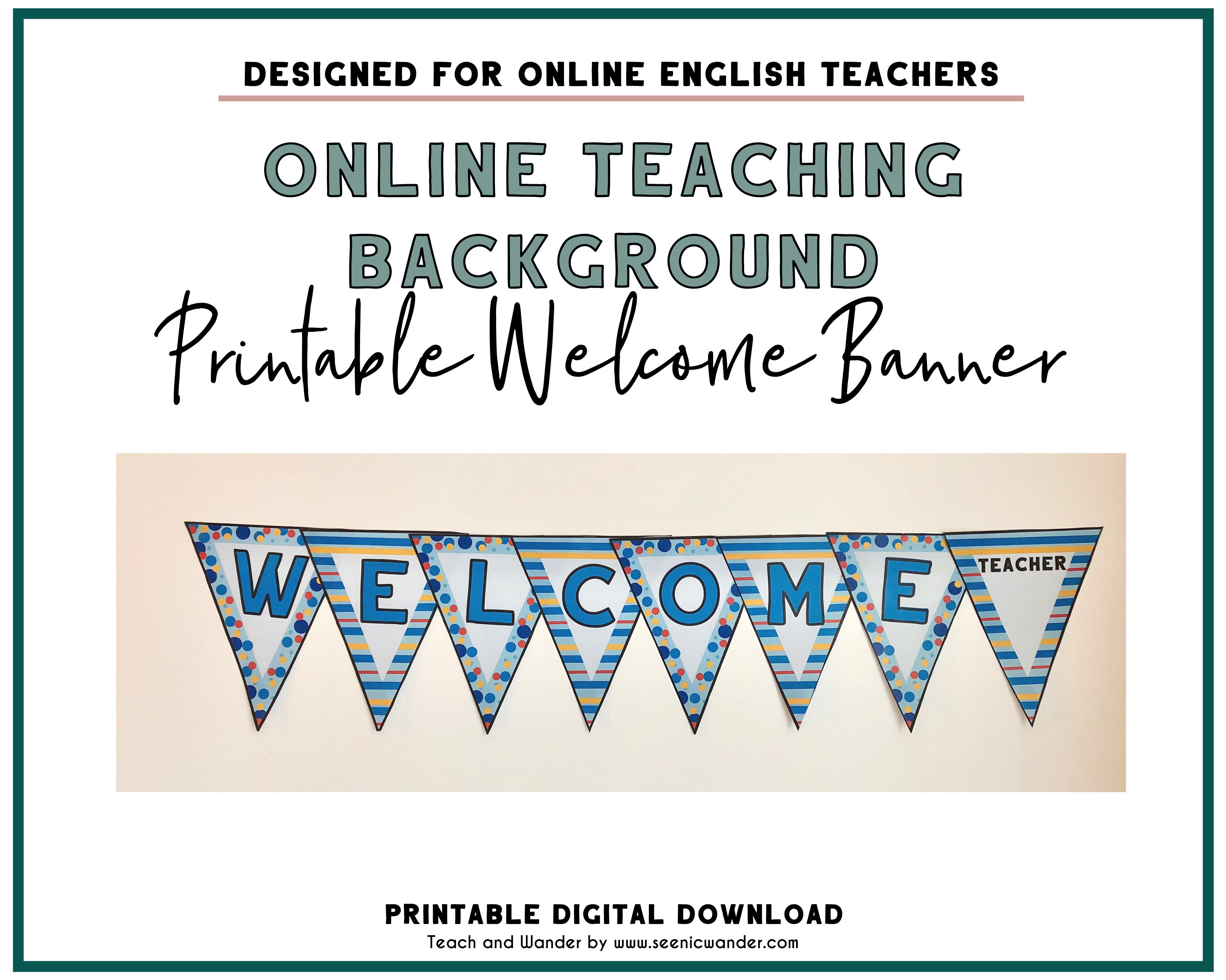 BLUE Classroom Welcome Banner Online Classroom Background - Etsy