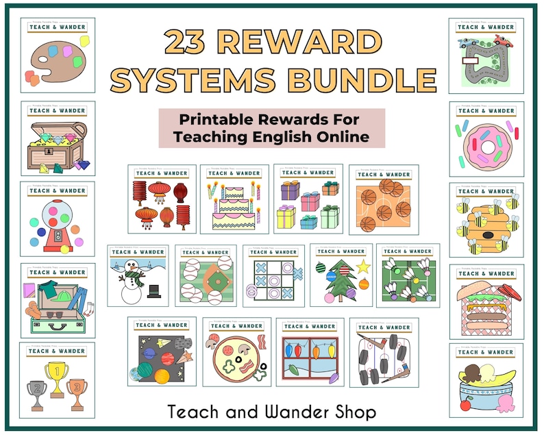BUNDLE 23 Printable Reward Systems for Teaching English Online Online