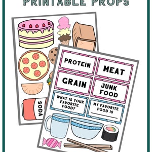 Food and Drink Props for Teaching English Online | Cute Food Printables ...