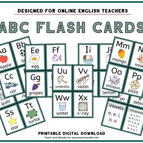 ESL Flash Cards for Teaching Online Printable Digital | Etsy